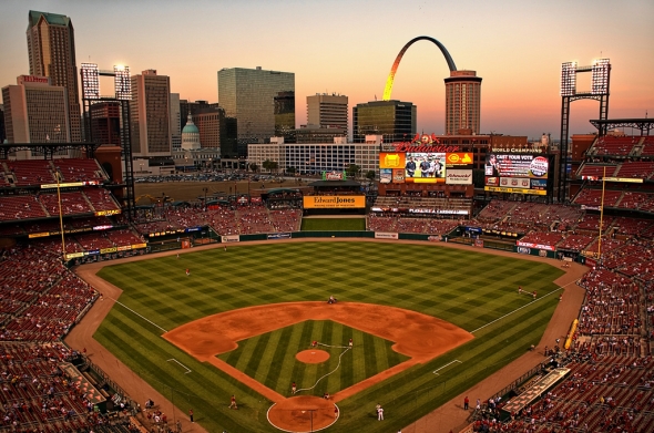 St Louis - Bush Stadium at Sunset by Joe Penniston is licensed under CCBY2.0